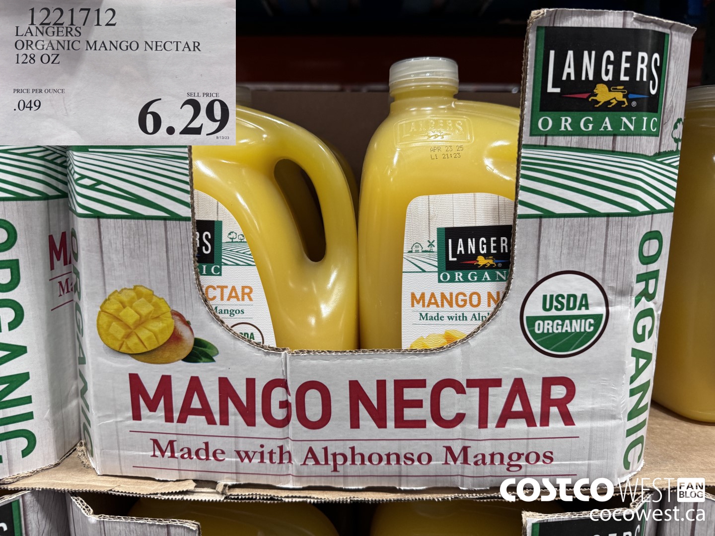 1221712 LANGERS ORGANIC MANGO NECTAR 128 OZ $6.29