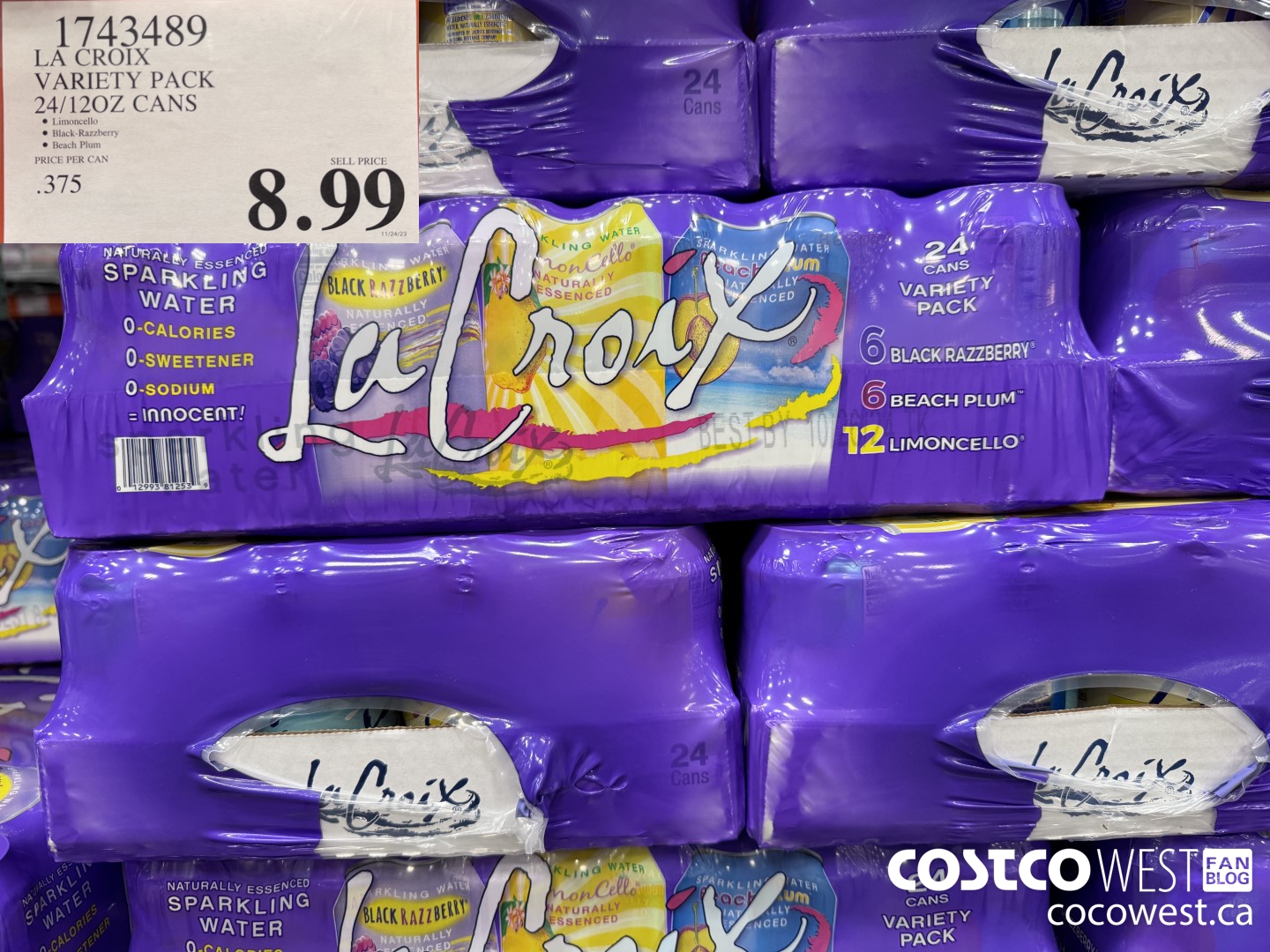 1743489 LA CROIX VARIETY PACK 24/12 OZ CANS $8.99