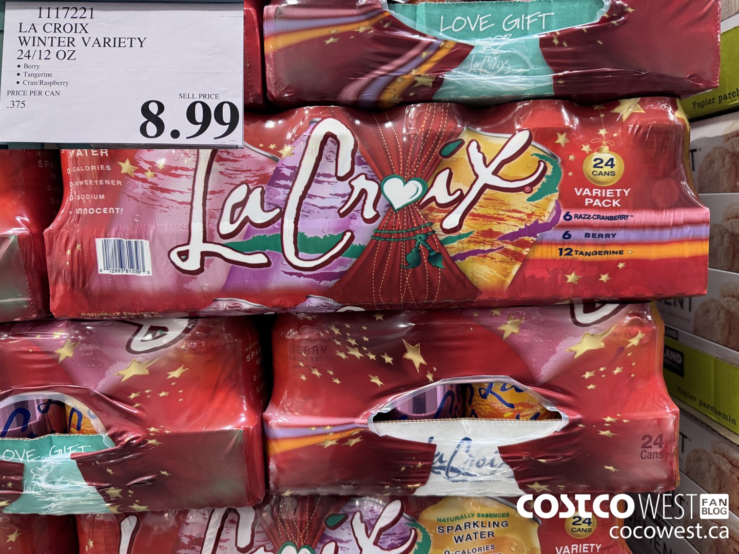 1117221 LA CROIX WINTER VARIETY 24/12 OZ $8.99