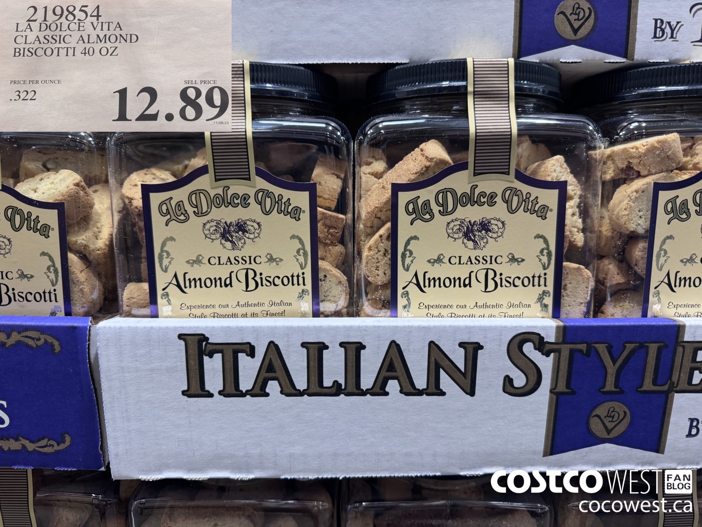 219854 LA DOLCE VITA CLASSIC ALMOND BISCOTTI 40 OZ $12.89