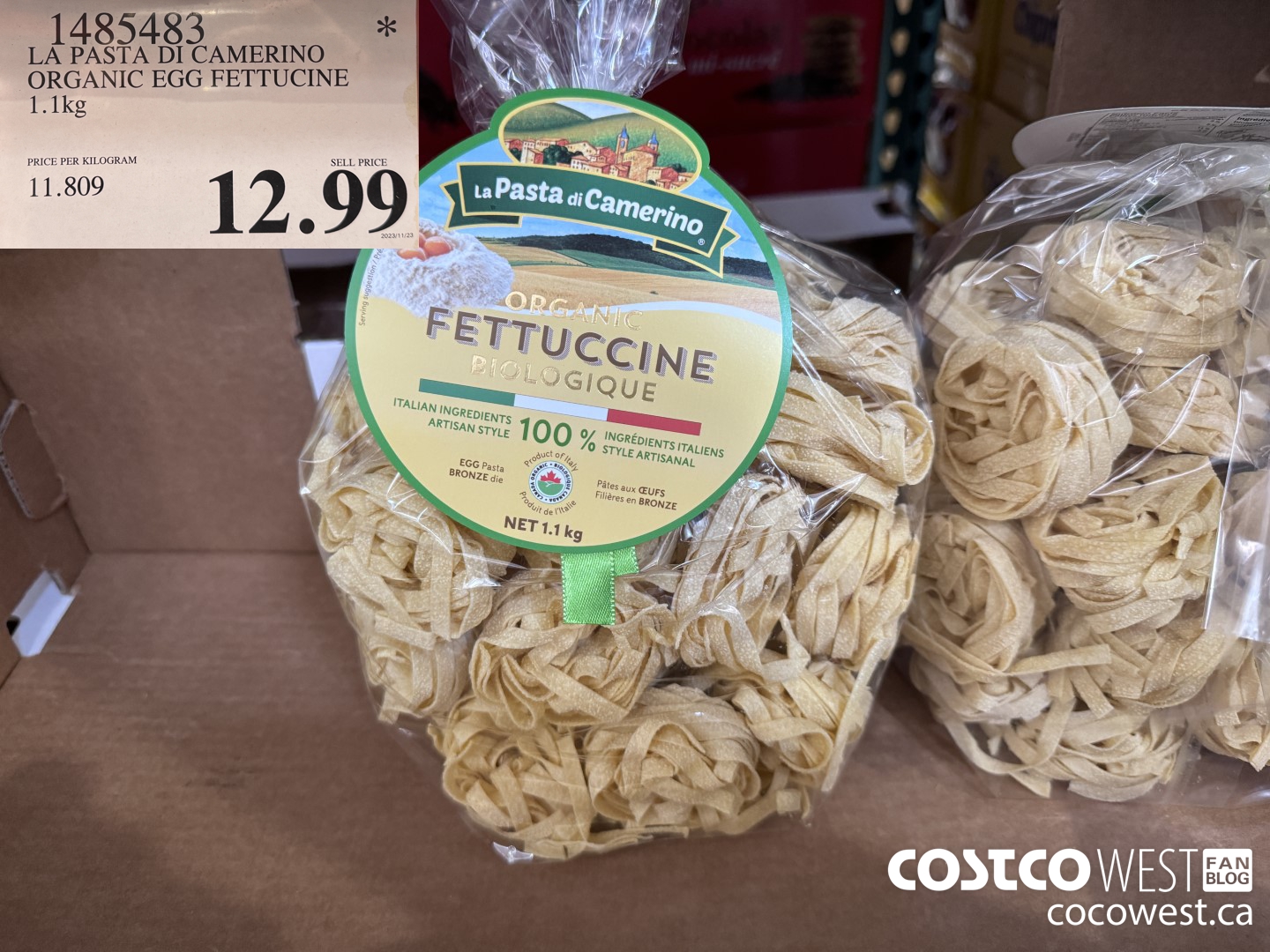 1485483 LA PASTA DI CAMERINO ORGANIC EGG FETTUCINE 1.1KG $12.99