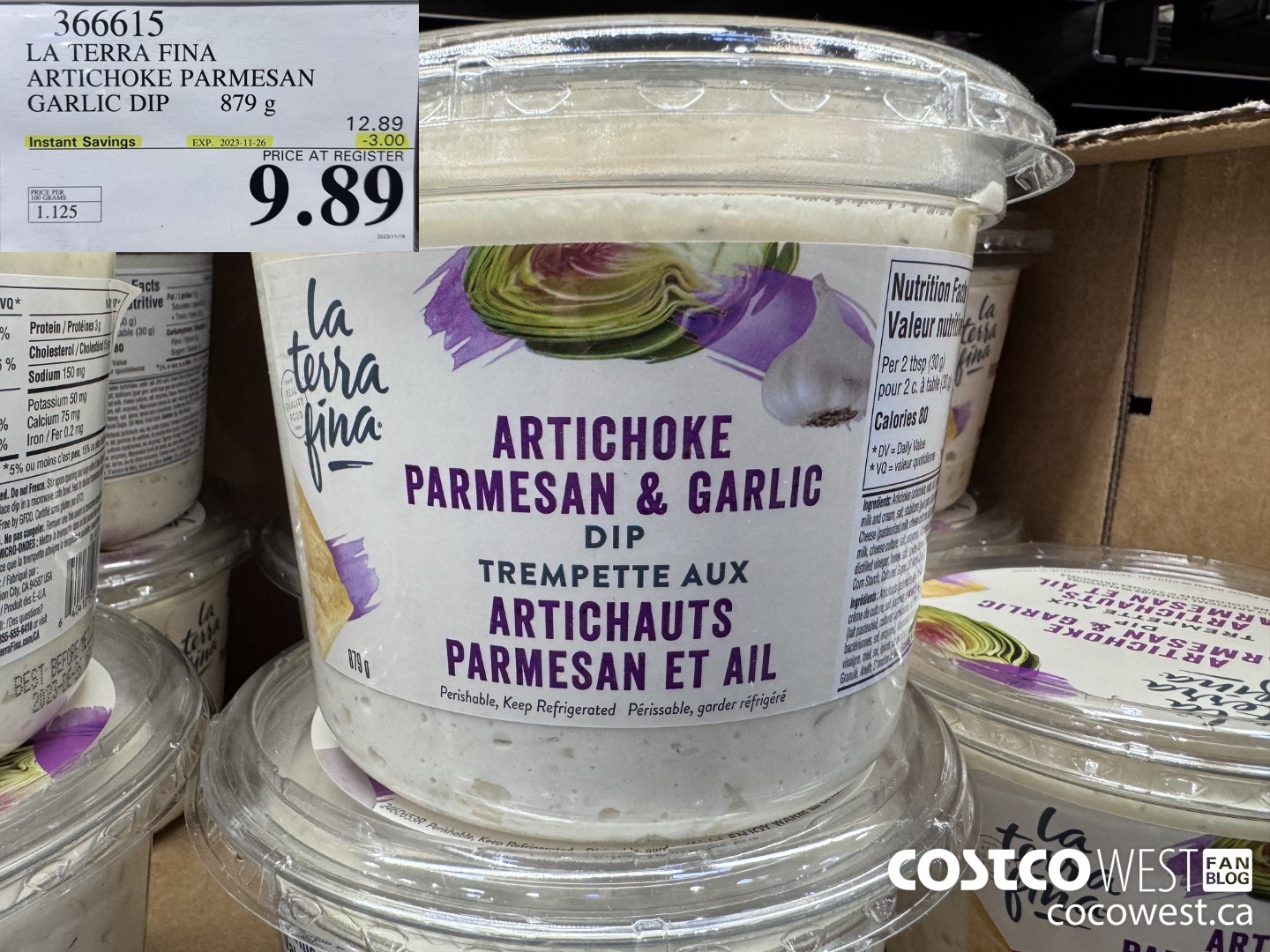 366615 LA TERRA FINA ARTICHOKE PARMESAN GARLIC DIP 879g ($3.00 INSTANT SAVINGS EXPIRES ON 2023-11-26) $9.89