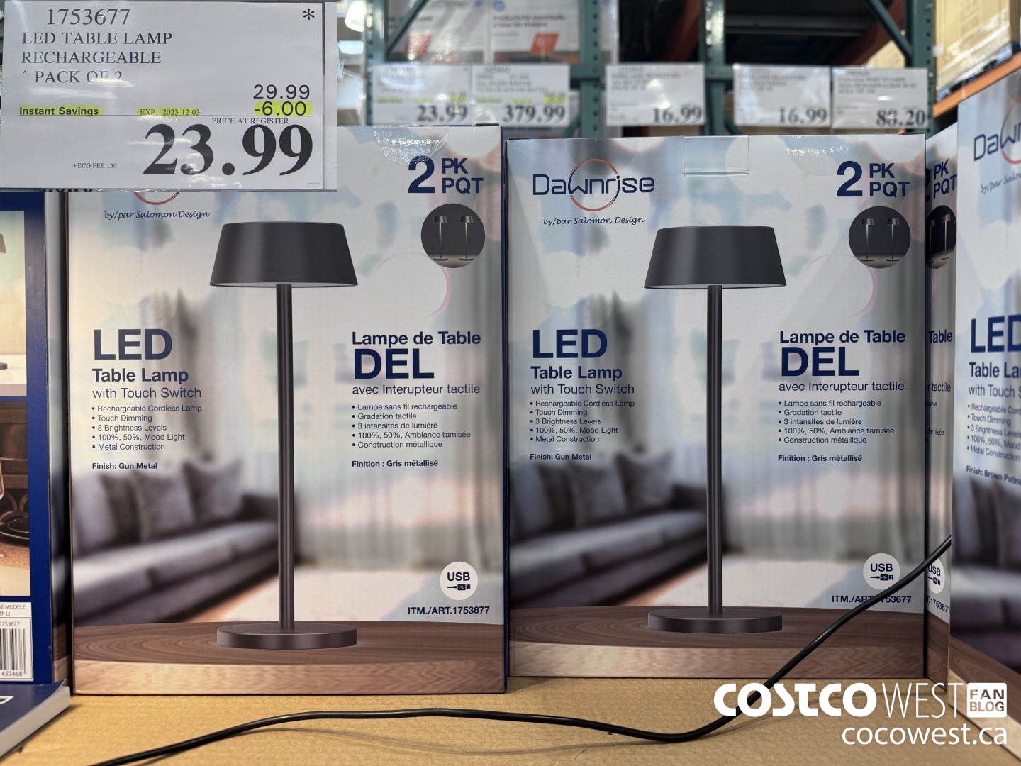 1753677 LED TABLE LAMP RECHARGEABLE PACK OF 2 ($6.00 INSTANT SAVINGS EXPIRES ON 2023-12-03) $23.99