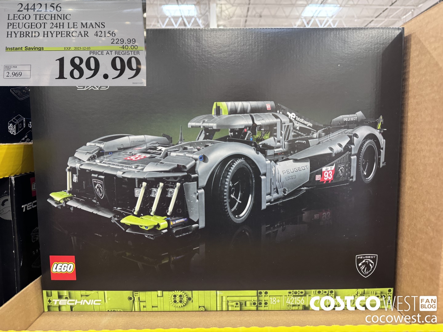 2442156 LEGO TECHNIC PEUGEOT 24H LE MANS HYBRID HYPERCAR 42156 ($40.00 INSTANT SAVINGS EXPIRES ON 2023-12-03) $189.99