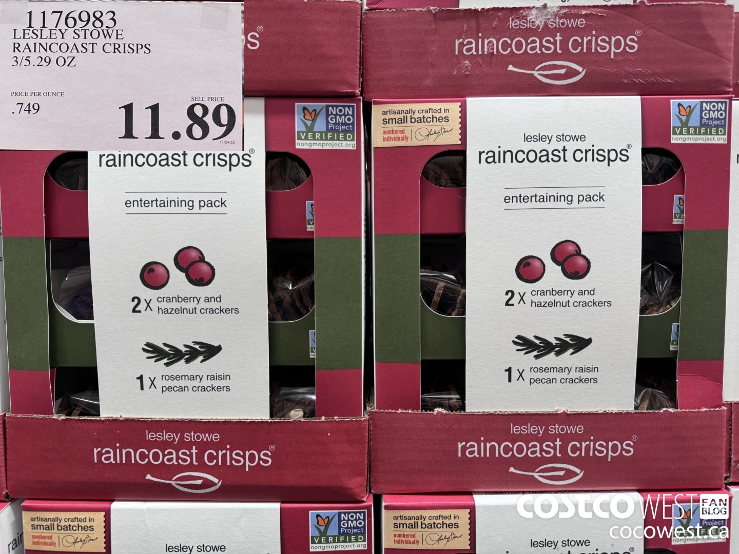 1176983 LESLEY STOWE RAINCOAST CRISPS 3/5.29 OZ $11.89