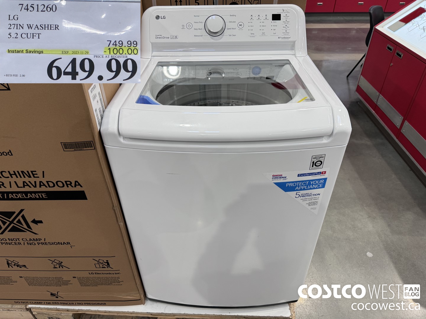 7451260 LG 27IN WASHER 5.2 CUFT ($100.00 INSTANT SAVINGS EXPIRES ON 2023-11-29) $649.99