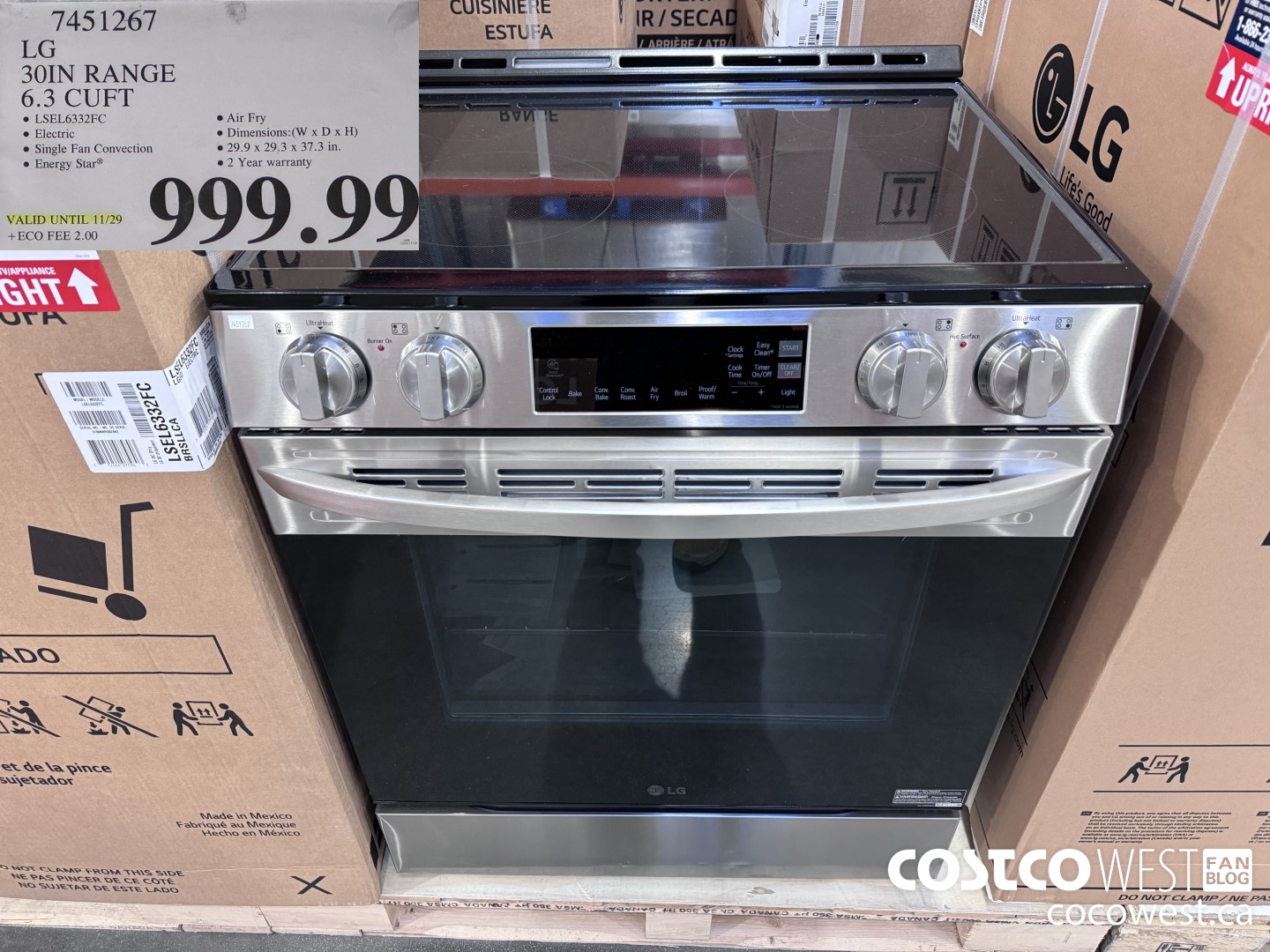 7451267 LG SLIDE-IN RANGE 6.3 CU. FT. (EXPIRES ON 2023-11-29) $999.99