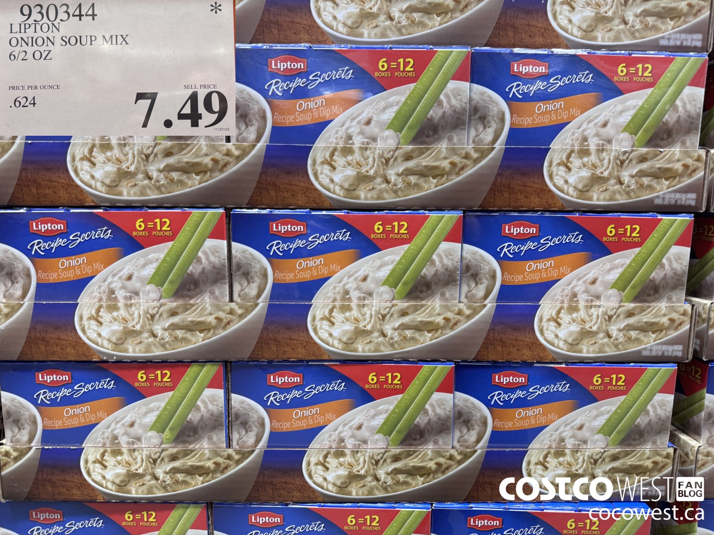 930344 LIPTON ONION SOUP MIX 6/2 OZ  $7.49