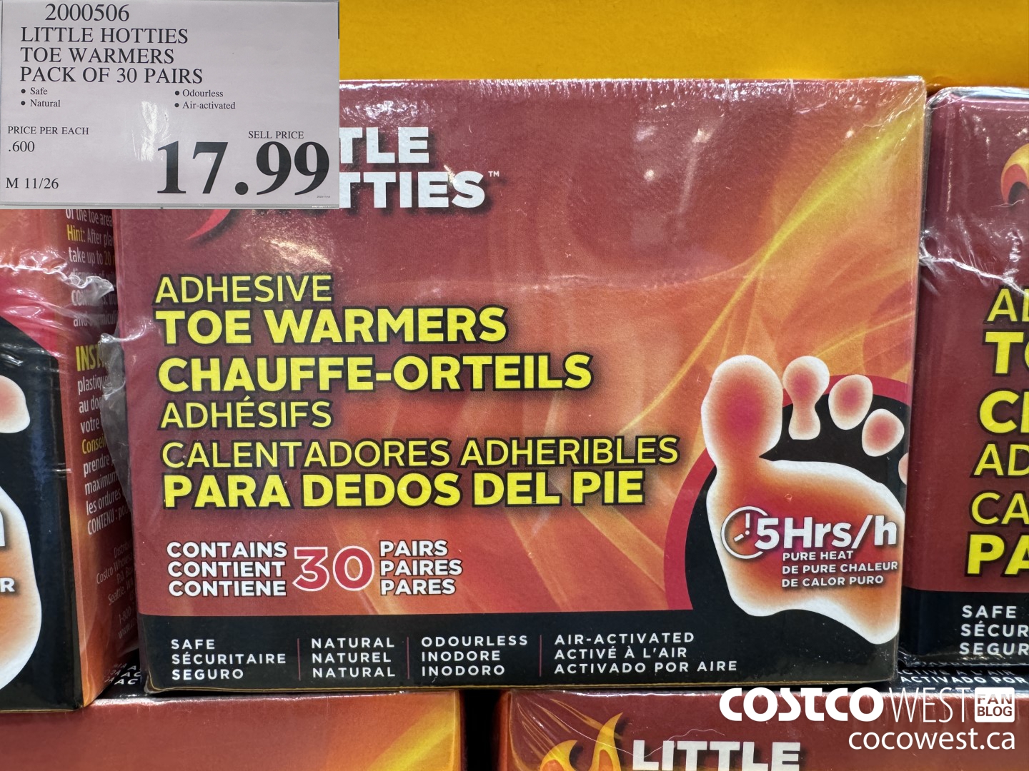 2000506 LITTLE HOTTIES TOE WARMERS PACK OF 30 PAIRS $17.99
