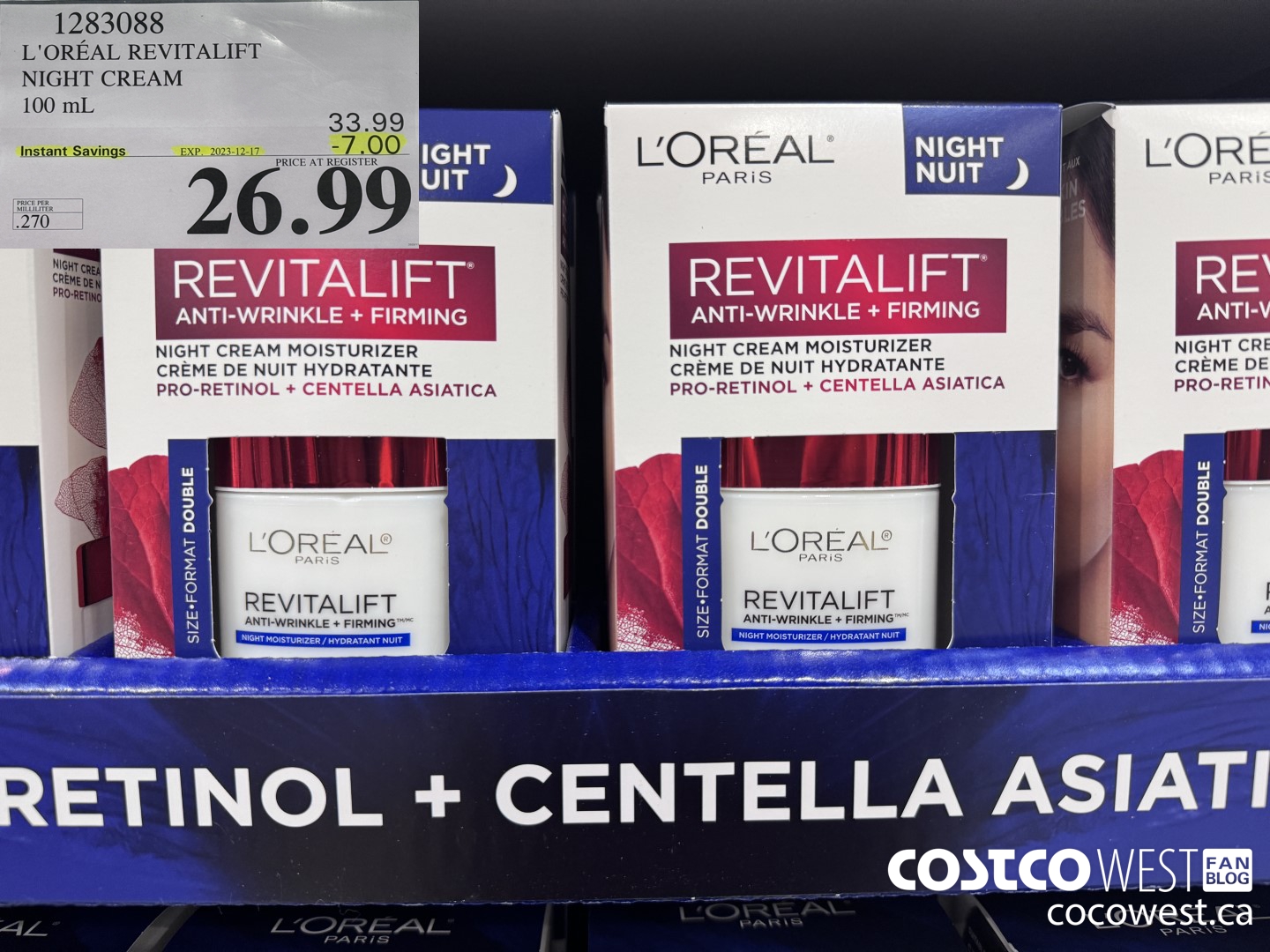1283088 L'OREAL REVITALIFT NIGHT CREAM 100 mL ($7.00 INSTANT SAVINGS EXPIRES ON 2023-12-17) $26.99