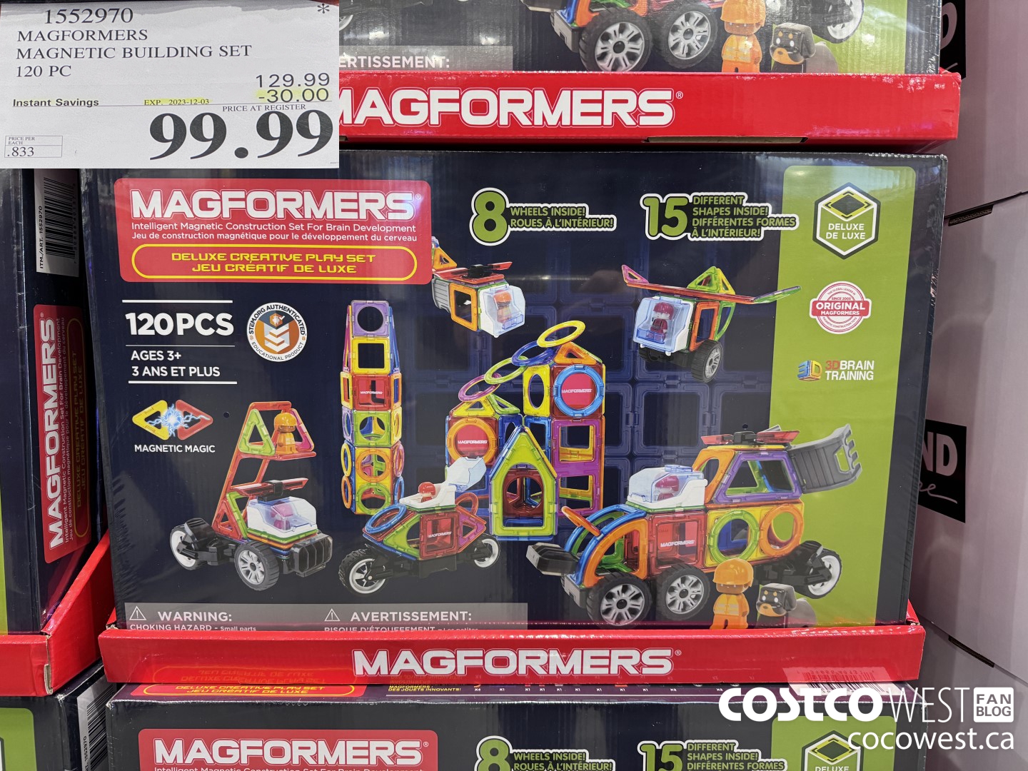 1552970 MAGFORMERS MAGNETIC BUILDING SET 120 PC ($30.00 INSTANT SAVINGS EXPIRES ON 2023-12-03) $99.99