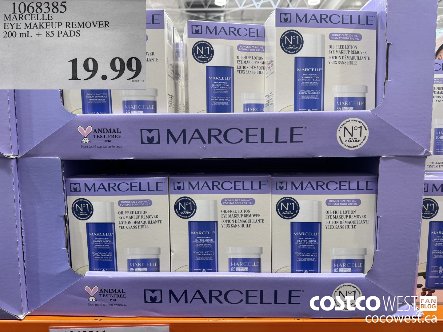 1068385 MARCELLE EYE MAKEUP REMOVER 200 ML + 85 PADS $19.99