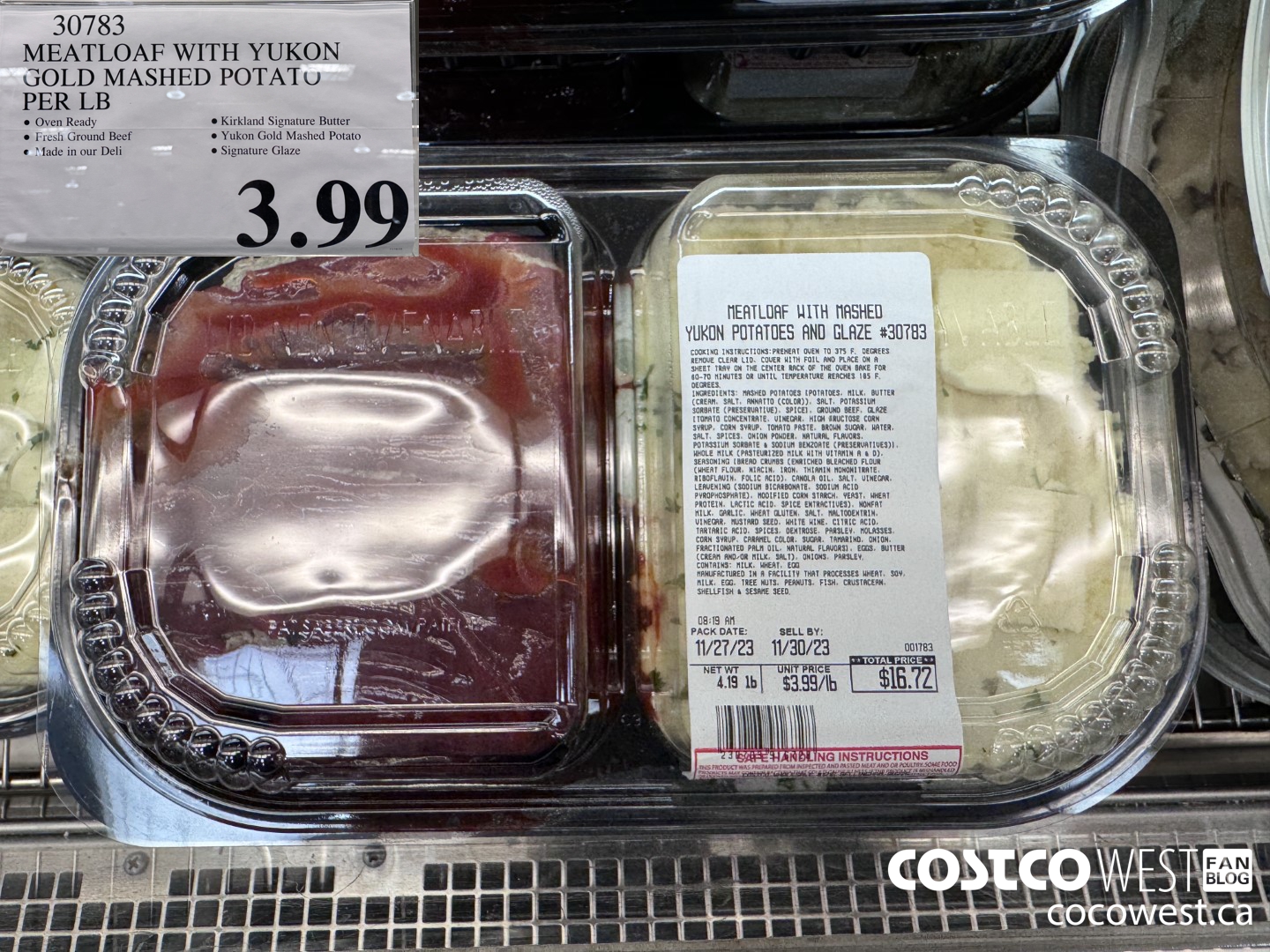 30783 MEATLOAF WITH YUKON GOLD MASHED POTATOES PER LB $3.99