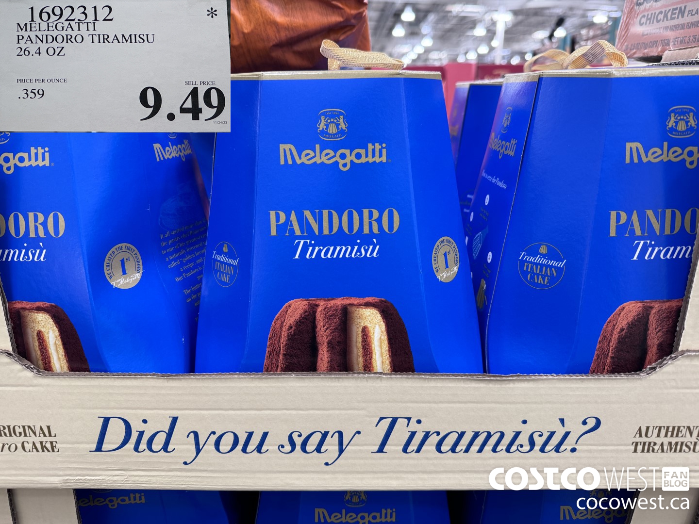 1692312 MELEGATTI PANDORO TIRAMISU 26.2 OZ $9.49