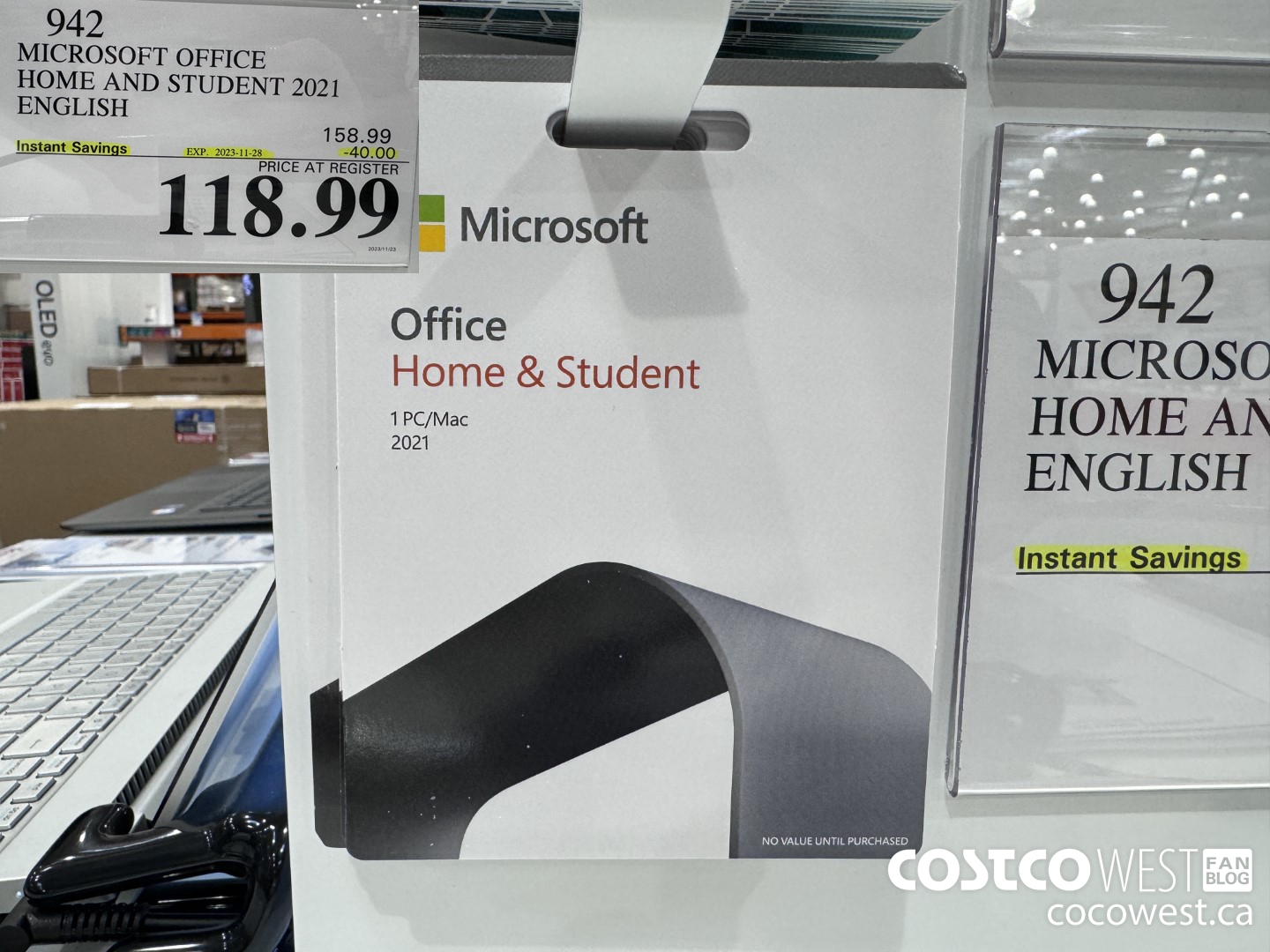 942 MICROSOFT OFFICE HOME AND STUDENT 2021 ENGLISH  ($40.00 INSTANT SAVINGS EXPIRES ON 2023-11-28) $118.99
