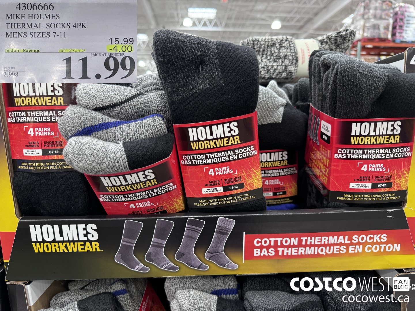 4306666 MIKE HOLMES THERMAL SOCKS 4PK MENS SIZES 7-11 ($4.00 INSTANT SAVINGS EXPIRES ON 2023-11-26) $11.99