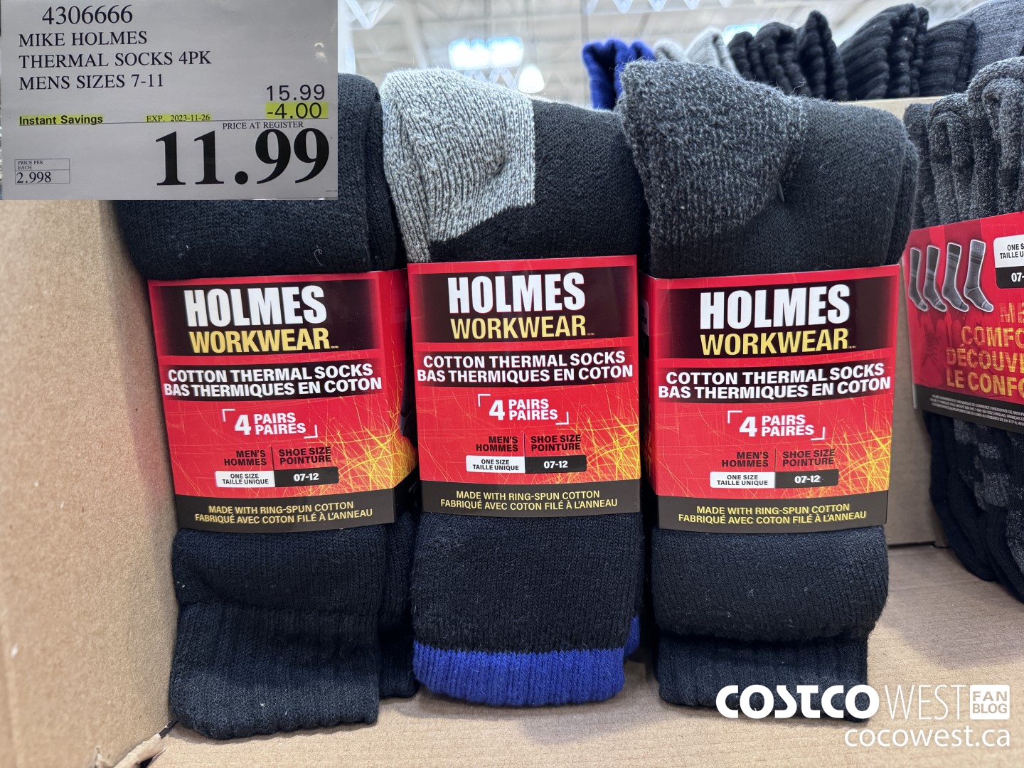 4306666 MIKE HOLMES THERMAL SOCKS 4PK MENS SIZES 7-11 ($4.00 INSTANT SAVINGS EXPIRES ON 2023-11-26) $11.99