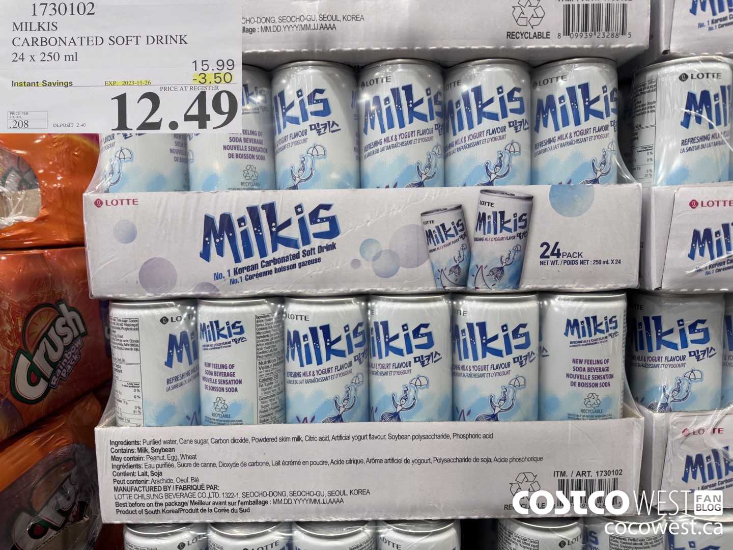 1730102 MILKIS CARBONATED SOFT DRINK 24 X 250 ML ($3.50 INSTANT SAVINGS EXPIRES ON 2023-11-26) $12.49
