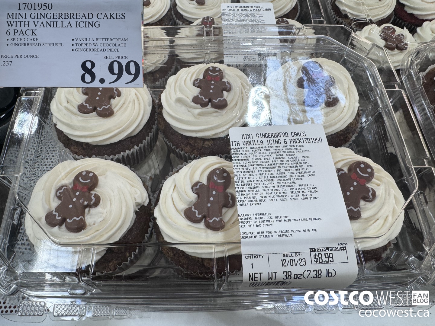 1701950 MINI GINGERBREAD CAKES WITH VANILLA ICING 6 PACK $8.99