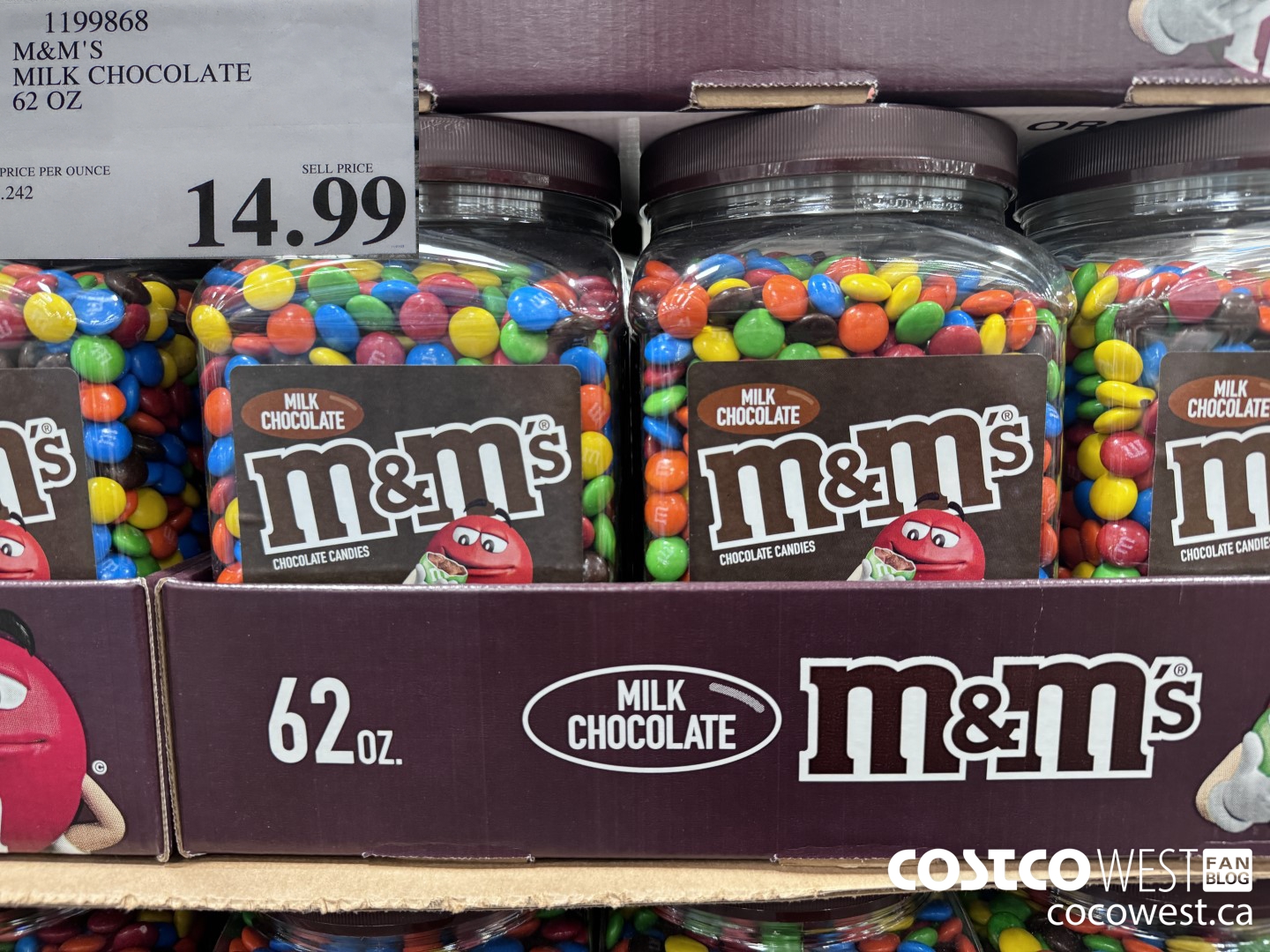 1199868 M&M'S MILK CHOCOLATE 62 OZ $14.99