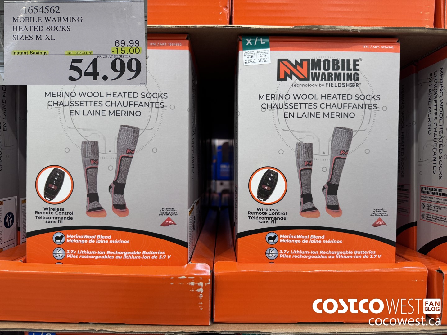 1654562 MOBILE WARMING HEATED SOCKS SIZES M-XL ($15.00 INSTANT SAVINGS EXPIRES ON 2023-11-26) $54.99