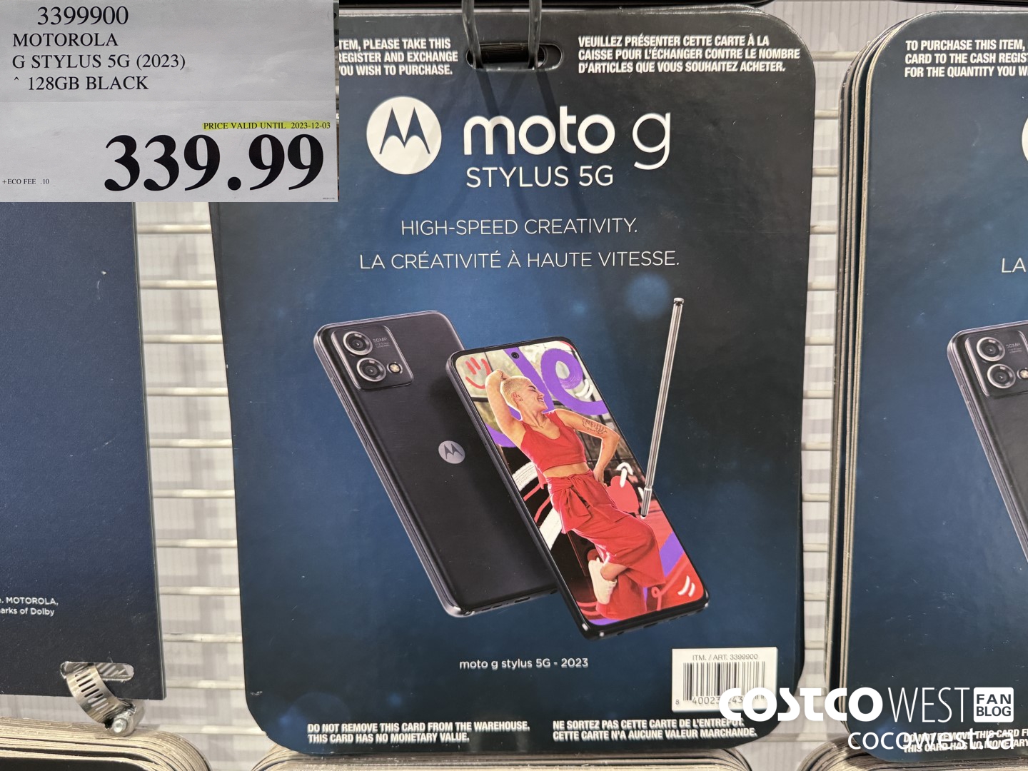 3399900 MOTOROLA G STYLUS 5G (2023) 128GB BLACK (EXPIRES ON 2023-12-03) $339.99