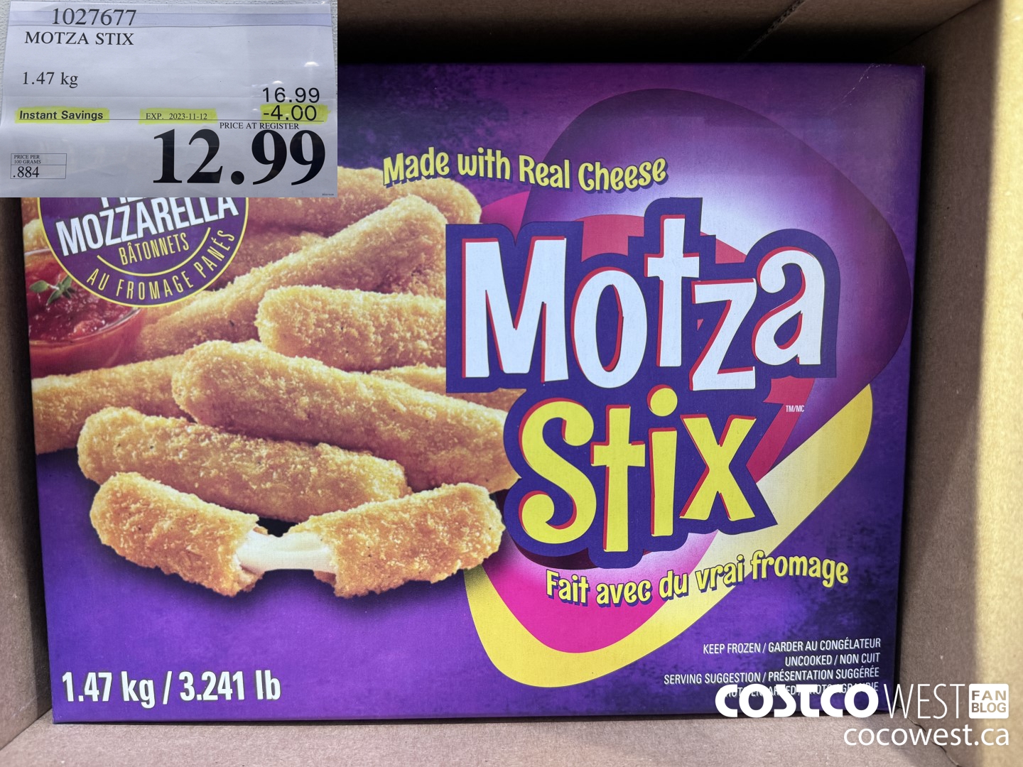 1027677 MOTZA STIX 1.47 kg ($4.00 INSTANT SAVINGS EXPIRES ON 2023-11-12) $12.99