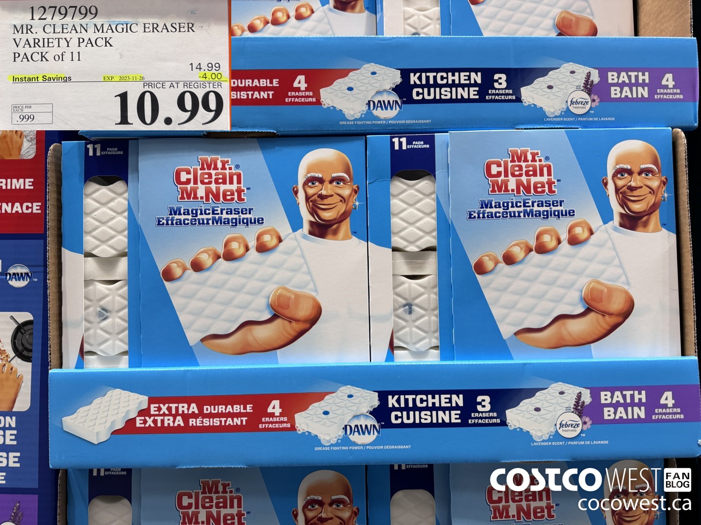 1279799 MR. CLEAN MAGIC ERASER VARIETY PACK PACK OF 11 ($4.00 INSTANT SAVINGS EXPIRES ON 2023-11-26) $10.99