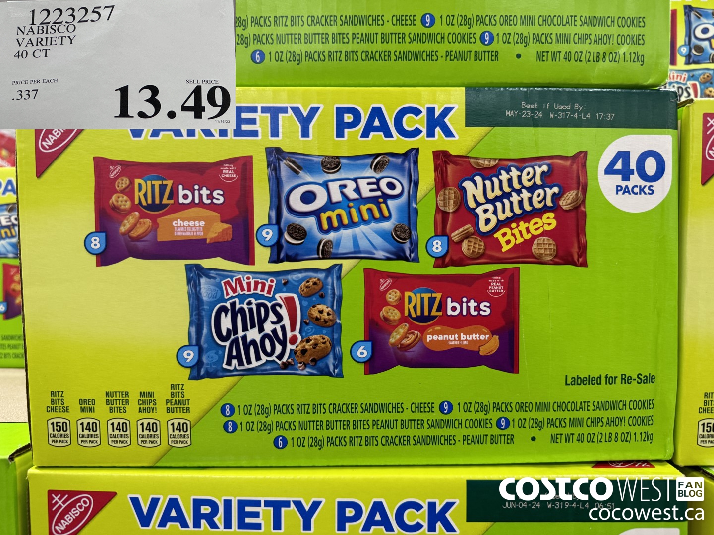 1223257 NABISCO VARIETY 40 CT $13.49