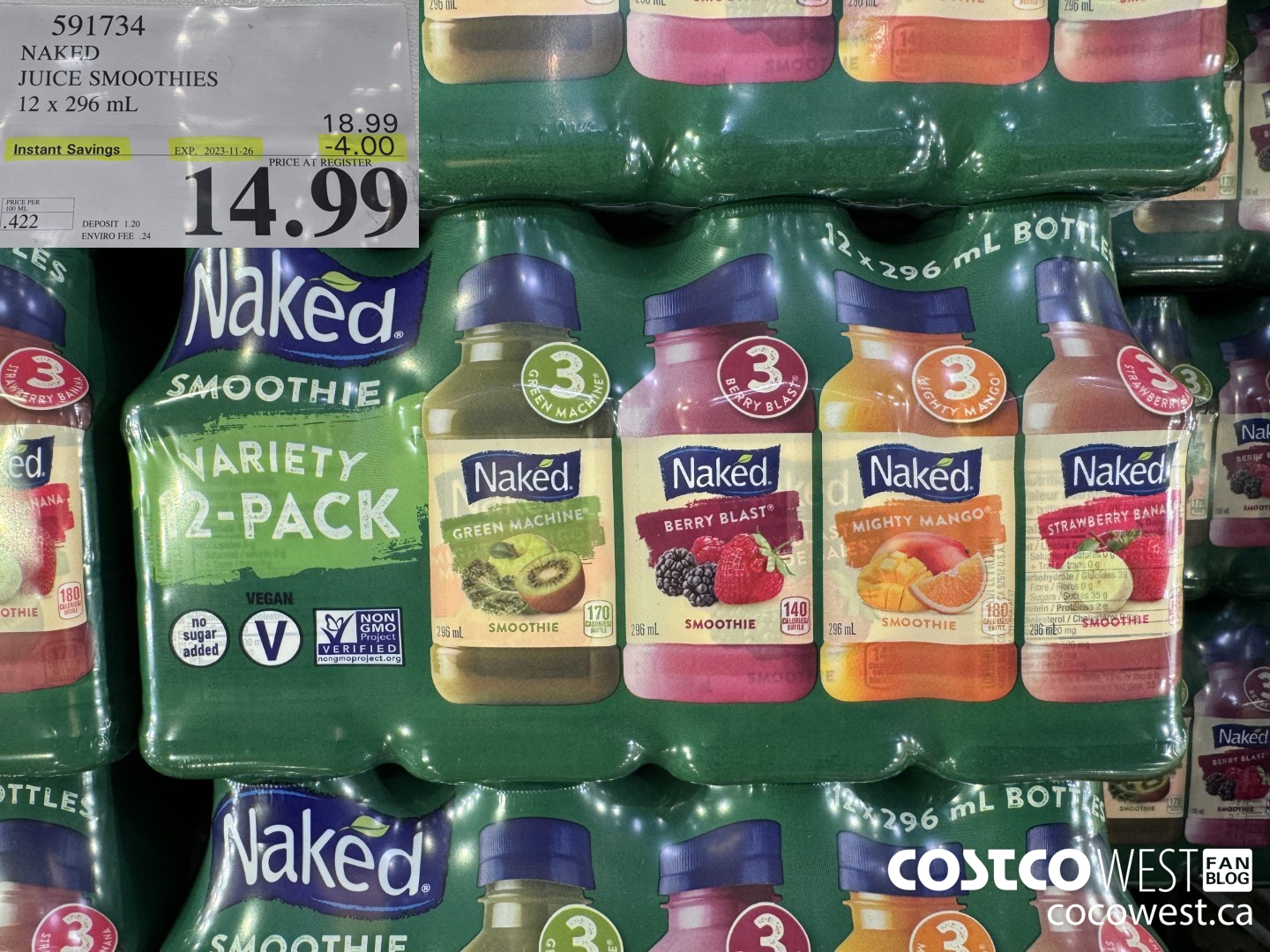 591734 NAKED JUICE SMOOTHIE 12 x 296 mL ($4.00 INSTANT SAVINGS EXPIRES ON 2023-11-26) $14.99