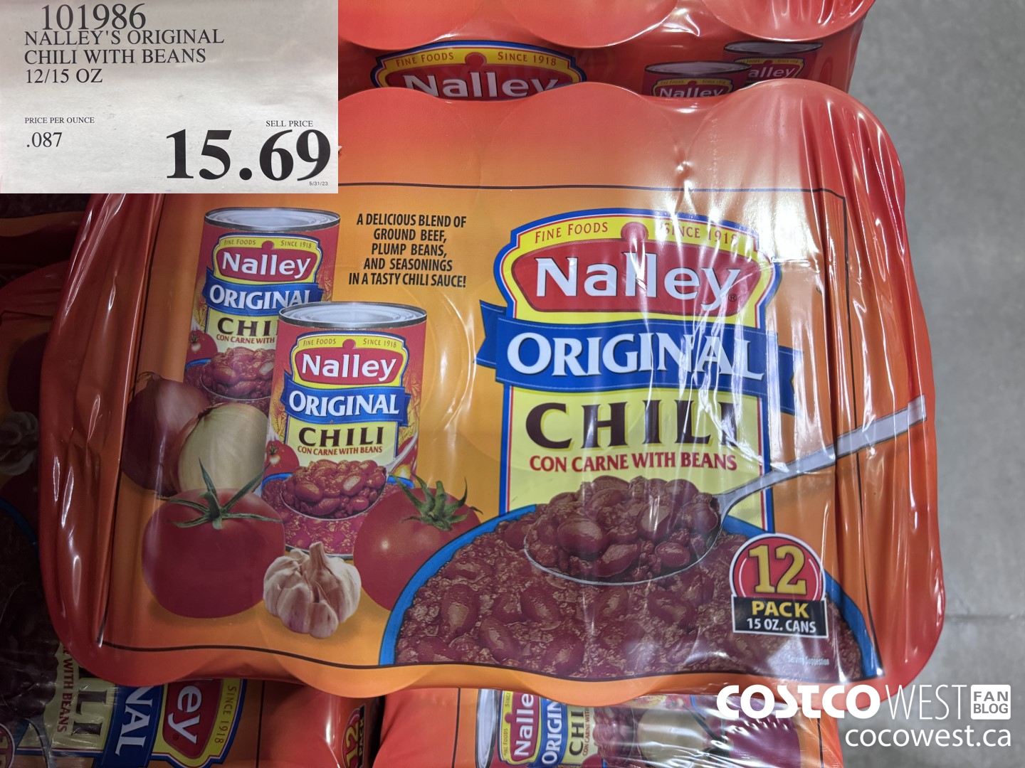 101986 NALLEY'S ORIGINAL CHILI WITH BEANS 12/15 OZ  $15.69