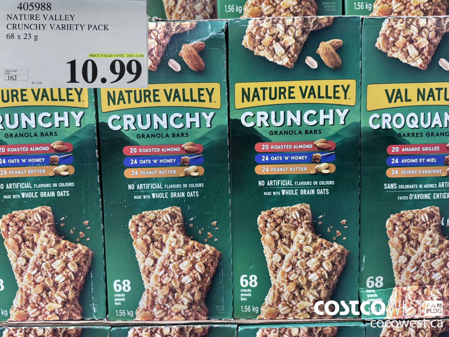 405988 NATURE VALLEY CRUNCHY VARIETY PACK OF 68 X 23 G (EXPIRES ON 2023-12-06) $10.99