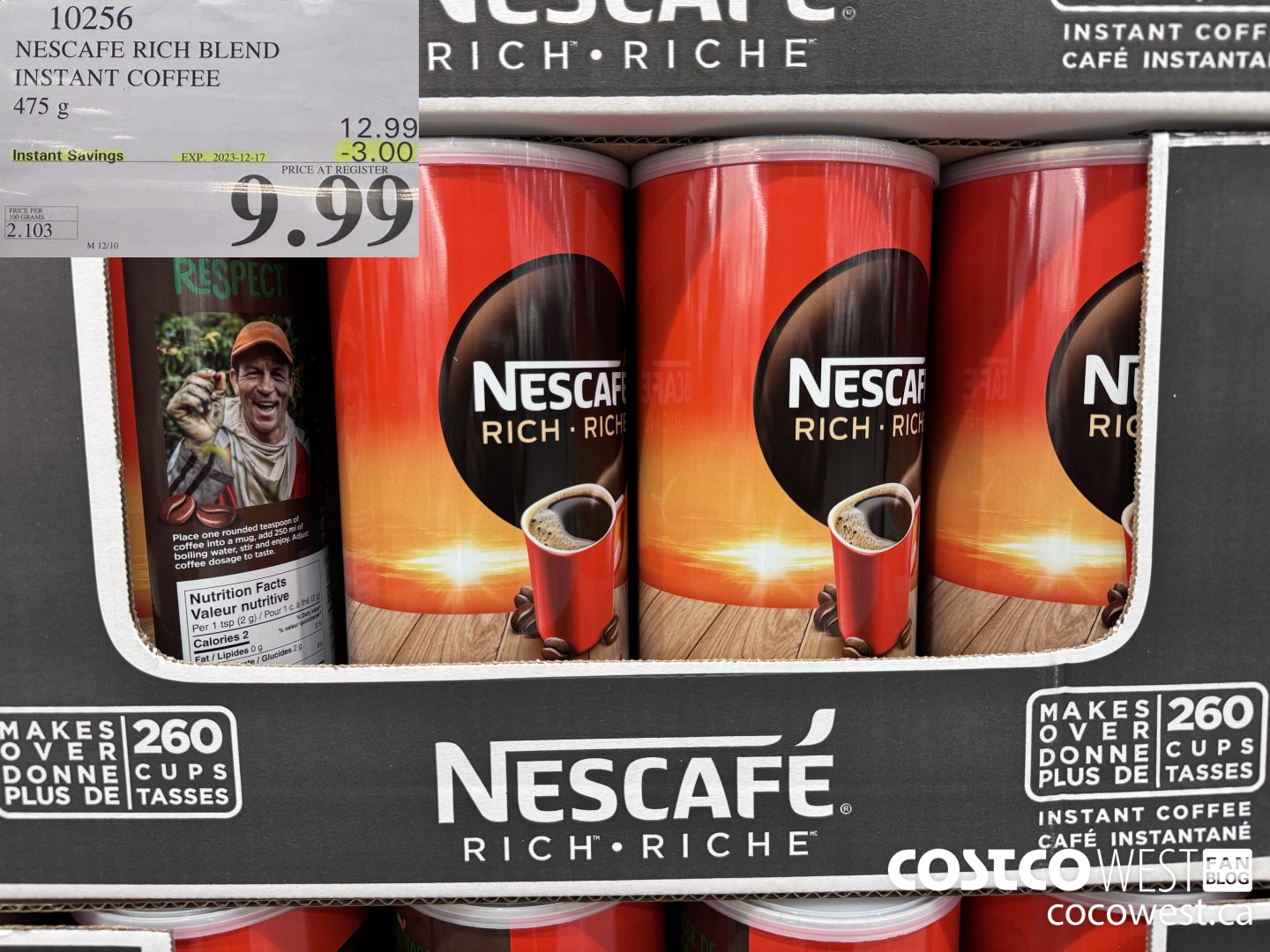 10256 NESCAFE RICH BLEND INSTANT COFFEE 475 g  ($3.00 INSTANT SAVINGS EXPIRES ON 2023-12-17) $9.99