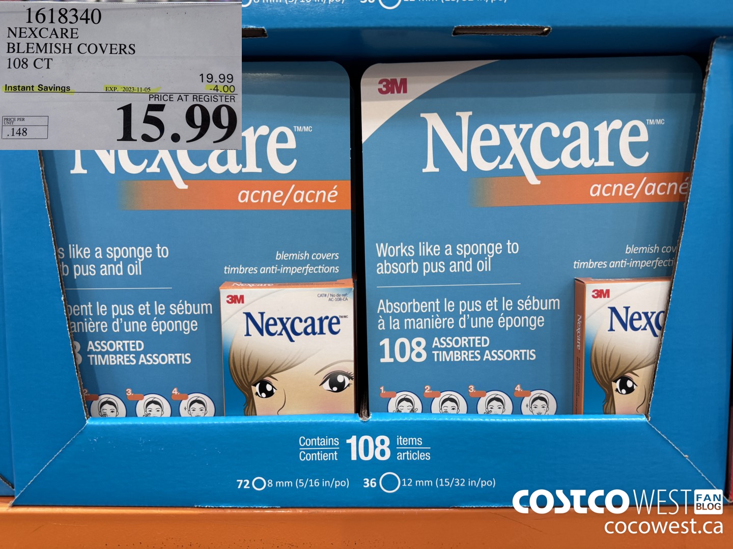 1618340 NEXCARE BLEMISH COVERS 108 CT ($4.00 INSTANT SAVINGS EXPIRES ON 2023-11-05) $15.99