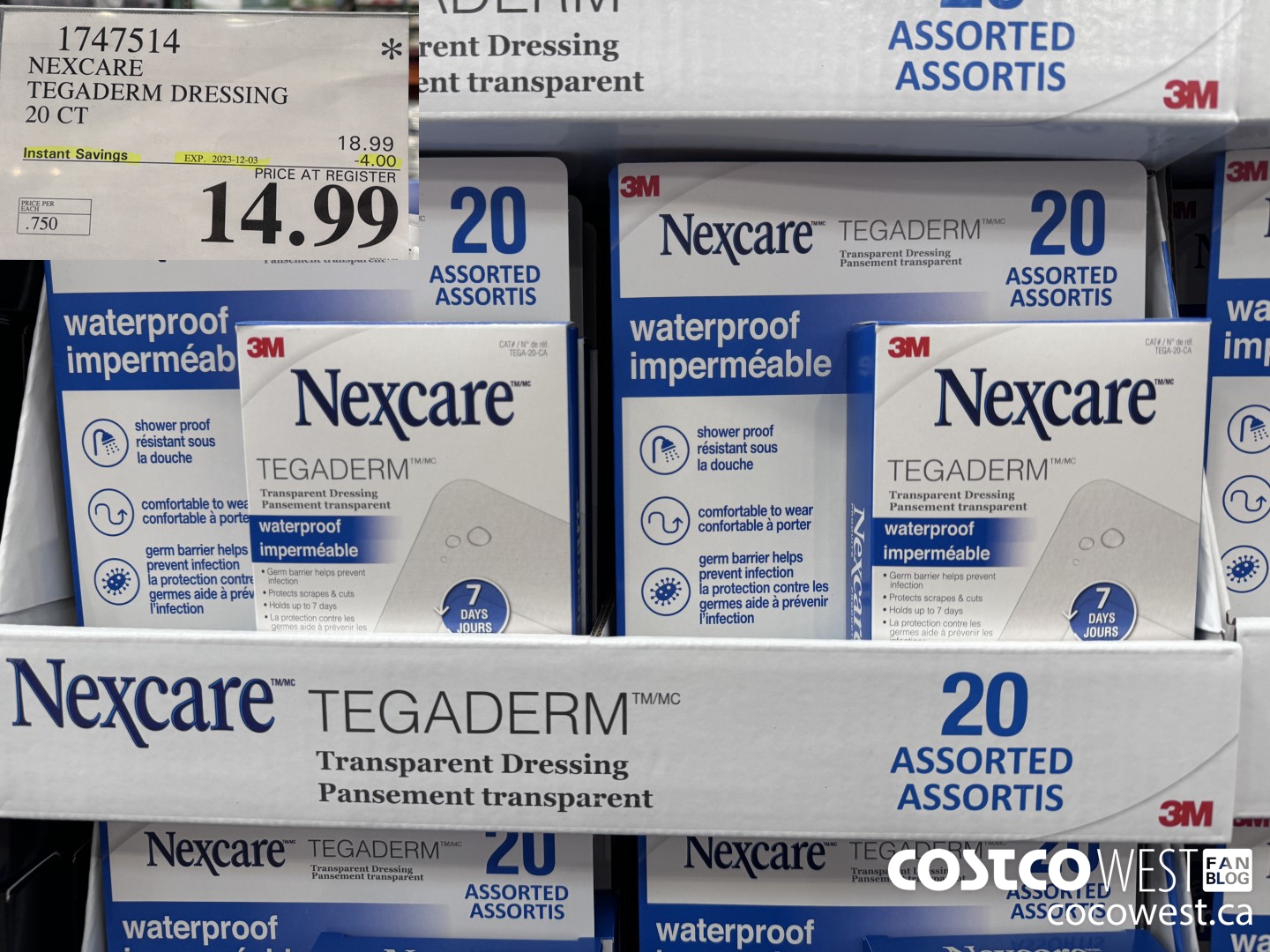 1747514 NEXCARE TEGADERM DRESSING 20 CT ($4.00 INSTANT SAVINGS EXPIRES ON 2023-12-03) $14.99