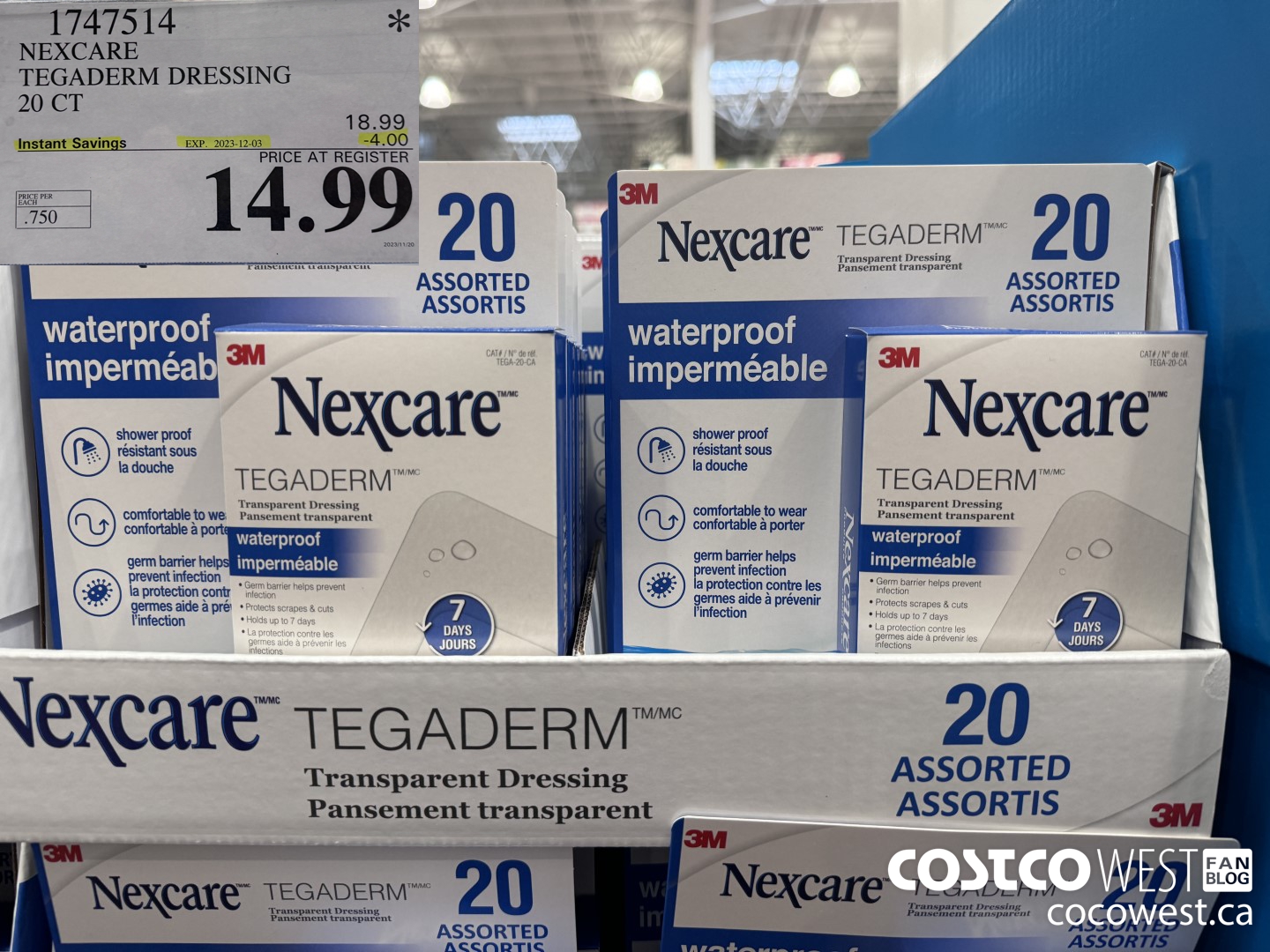 1747514 NEXCARE TEGADERM DRESSING 20 CT ($4.00 INSTANT SAVINGS EXPIRES ON 2023-12-03) $14.99