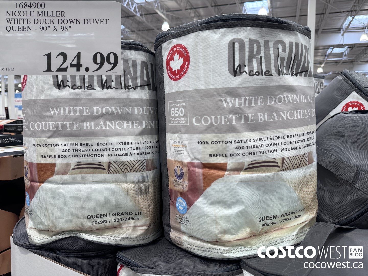 1684900 NICOLE MILLER WHITE DUCK DOWN DUVET QUEEN 90