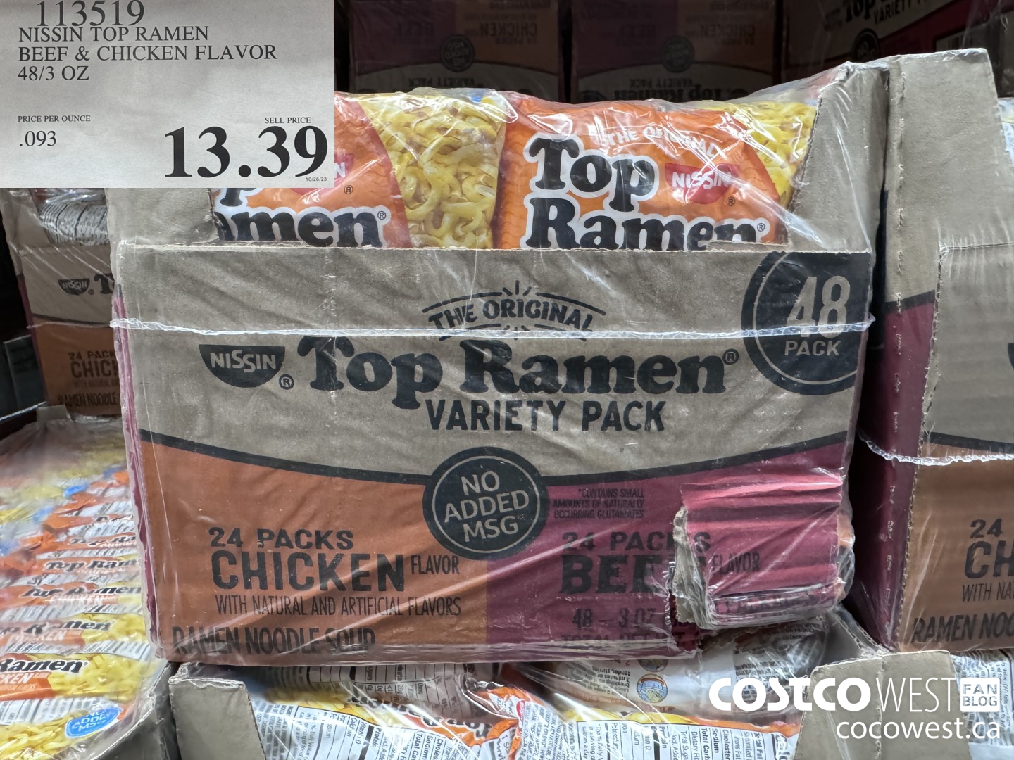 113519 NISSIN TOP RAMEN BEEF & CHICKEN FLAVOR 48/3 OZ $13.39