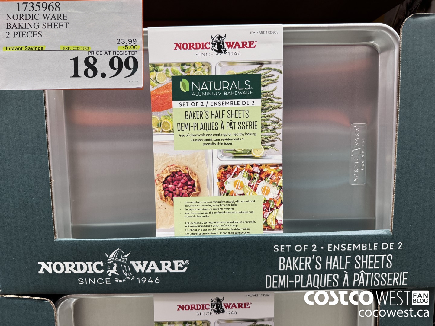 1735968 NORDIC WARE BAKING SHEETS 2-PACK ($5.00 INSTANT SAVINGS EXPIRES ON 2023-12-03) $18.99