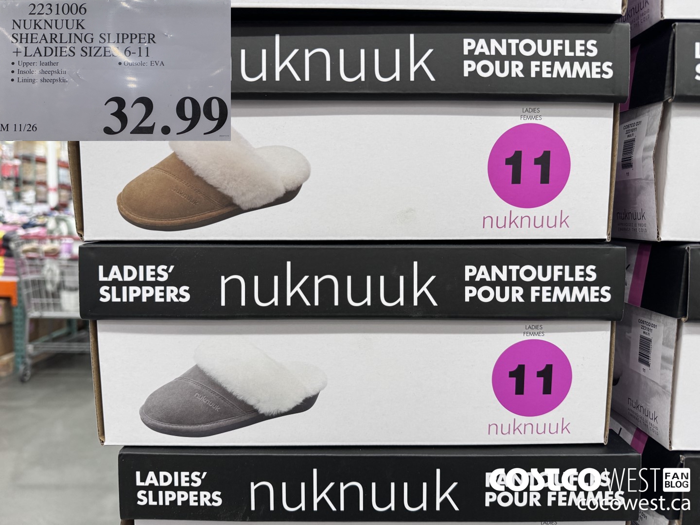 2231006 NUKNUUK SHEARLING SLIPPER LADIES SIZES 6-11  $32.99