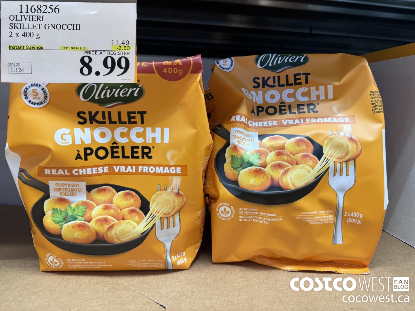 1168256 OLIVIERI SKILLET GNOCCHI 2 x 400 g ($2.50 INSTANT SAVINGS EXPIRES ON 2023-11-12) $8.99