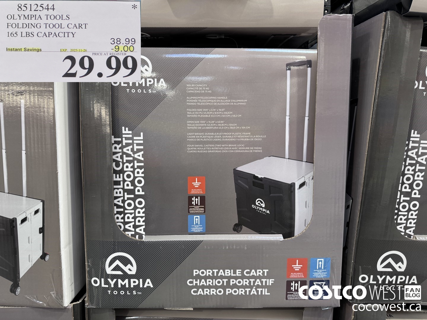 8512544 OLYMPIA TOOLS FOLDING TOOL CART 165 LBS CAPACITY ($9.00 INSTANT SAVINGS EXPIRES ON 2023-11-26) $29.99