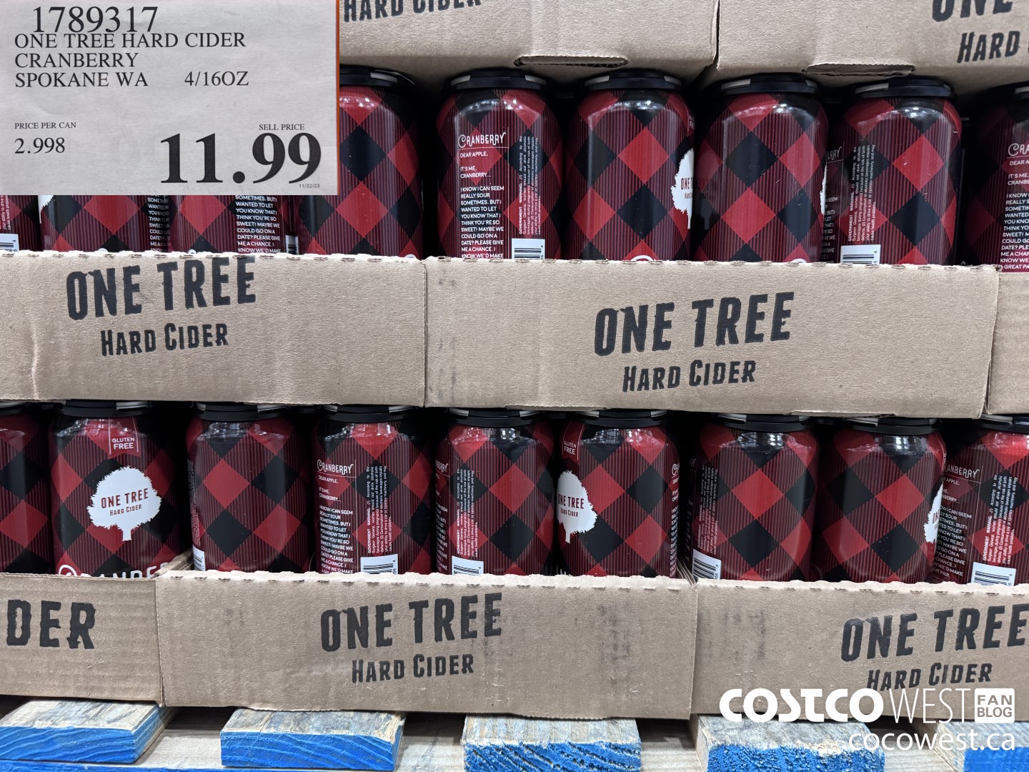 1789317 ONE TREE HARD CIDER CRANBERRY SPOKANE WA 4/16OZ $11.99
