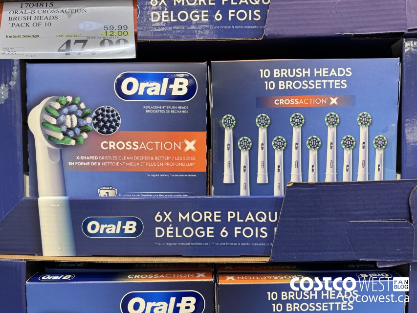 1704815 ORAL-B CROSSACTION BRUSH HEADS PACK OF 10 ($12.00 INSTANT SAVINGS EXPIRES ON 2023-12-17) $47.99