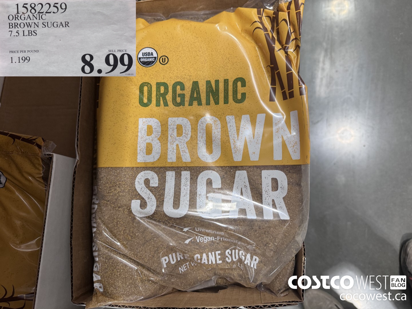 1582259 ORGANIC BROWN SUGAR 7.5 LBS $8.99