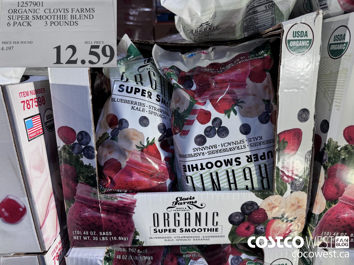 1257901 ORGANIC CLOVES FARMS SUPER SMOOTHIE BLEND 6 PACK 3 POUNDS $12.59