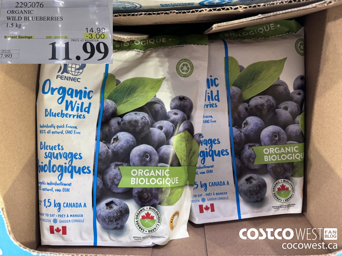 2295076 ORGANIC WILD BLUEBERRIES 1.5 kg ($3.00 INSTANT SAVINGS EXPIRES ON 2023-11-26) $11.99