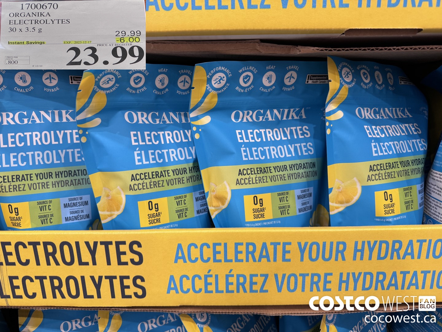 1700670 ORGANIKA ELECTROLYTES 30 X 3.5 G ($6.00 INSTANT SAVINGS EXPIRES ON 2023-12-17) $23.99