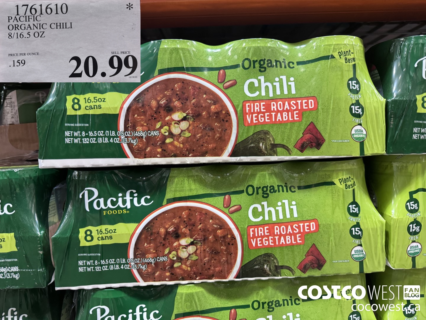 1761610 PACIFIC ORGANIC CHILI 8/16.5 OZ $20.99