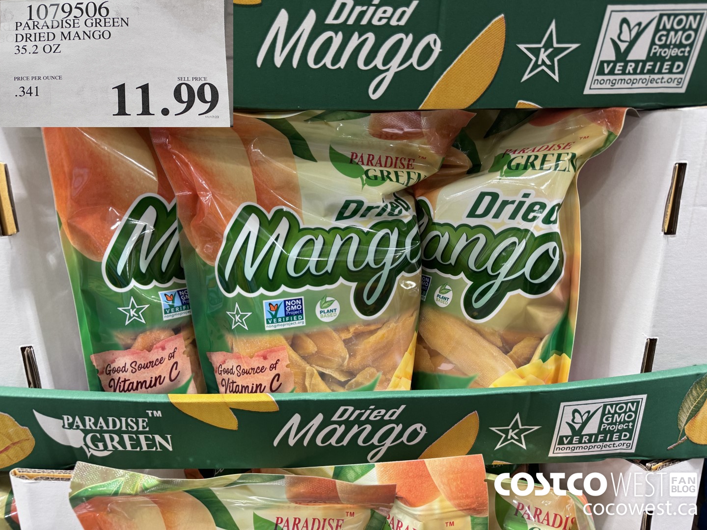 1079506 PARADISE GREEN DRIED MANGO 35.2 OZ $11.99